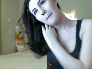 Cheerful teen seduces with small nipples and a cute dick in a homemade shemale video.